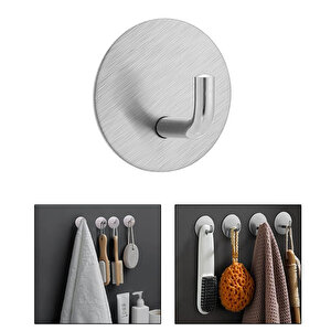 Yapışkanlı  Paslanmaz Çelik Banyo Mutfak Eşya Havlu Vb Metal Askılık Yuvarlak Tasarım - Al4935 1 Adet