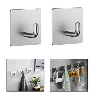 Yapışkanlı  Paslanmaz Çelik Banyo Mutfak Eşya Havlu Vb Metal Askılık Kare Tasarım-al4936 2 Adet