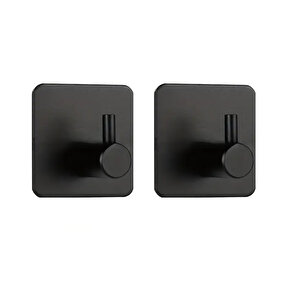 Microcase Yapışkanlı Metal Banyo Mutfak Eşya Havlu Vb. Ürün Askılığı Siyah  -al4619  2 Adet