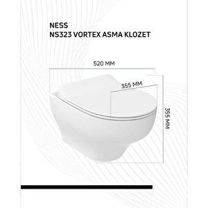 Ns323 Ness Vortex Asma Klozet Beyaz Kapak Dahil