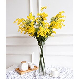 Yapay Çiçek Sarı Mimoza Uzun Dal 75cm 3dallı Minosa Yapay Bitki