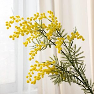 Yapay Çiçek Sarı Mimoza Uzun Dal 75cm 3dallı Minosa Yapay Bitki