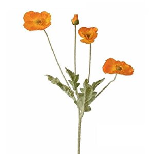 Yapay Çiçek Gelincik Çiçeği Turuncu Renk 3 Çiçek 1 Tomurcuk 59cm