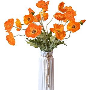 Yapay Çiçek Gelincik Çiçeği Turuncu Renk 3 Çiçek 1 Tomurcuk 59cm