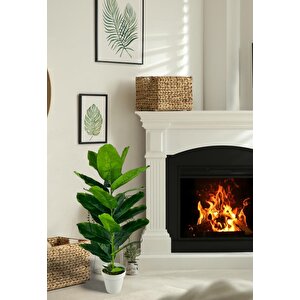 Yapay Çiçek Starliçe 80cm 23 Yapraklı Salon Çiçeği Beyaz Saksılı Yapay Bitki