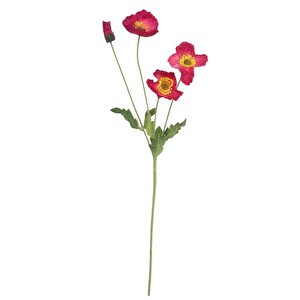 Yapay Çiçek Gelincik Çiçeği Pembe Koyu Renk 3 Çiçek 1 Tomurcuk 59cm