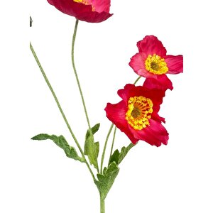 Yapay Çiçek Gelincik Çiçeği Pembe Koyu Renk 3 Çiçek 1 Tomurcuk 59cm