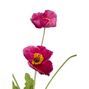 Yapay Çiçek Gelincik Çiçeği Fuşya Renk 3 Çiçek 1 Tomurcuk 59cm