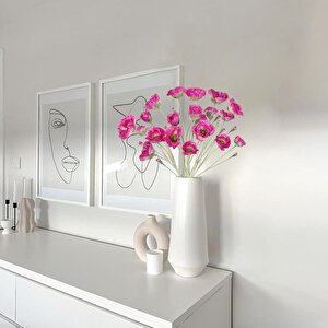 Yapay Çiçek Gelincik Çiçeği Fuşya Renk 3 Çiçek 1 Tomurcuk 59cm