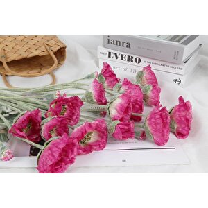 Yapay Çiçek Gelincik Çiçeği Fuşya Renk 3 Çiçek 1 Tomurcuk 59cm