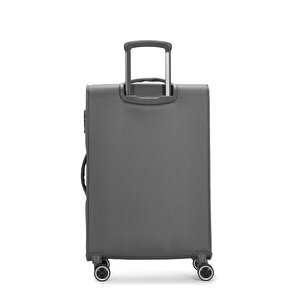 2'li Valiz Seti Orta Ve Kabin Boy Lüx Kumaş Valiz Antrasit 04pc6000