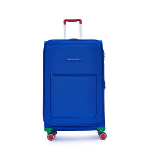 Benetton 2'li Valiz Seti Orta Ve Kabin Boy Lüx Kumaş Valiz Mavi Bnt2800