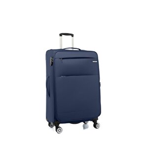 2'li Valiz Seti Büyük Ve Orta Boy Lüx Kumaş Valiz Lacivert 2082