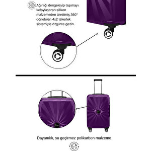 Orta Boy %100 Polikarbon Valiz 4x2 Teker Mor 1809