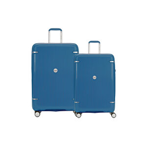 Polipropilen Valiz 2'li Valiz Seti Orta Boy - Kabin Boy Petrol 04pc7070