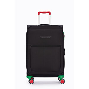 Benetton 2'li Valiz Seti Orta Ve Kabin Boy Lüx Kumaş Valiz Siyah Bnt2800