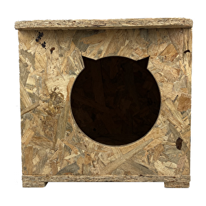 Kedi Evi Dış Ortam Uygun Ahşap Kedi Evi Osb 45x35x34 Cm