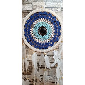 Düş Kapanı Makrome Dreamcatcher Nazar Boncuk Kuş Tüyü Rüya Kapanı Duvar Süsü Elişi