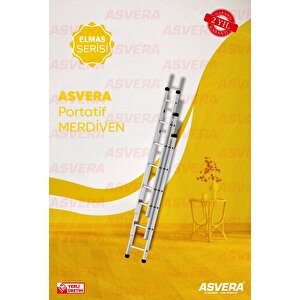 Elmas Serisi - 3 Parça X 2 Metre = 6 Metre Alüminyum Merdiven - Yerli Üretim