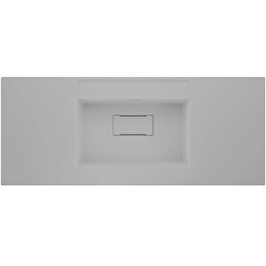 Flatstone 80x50 Beyaz Etajerli Granit Banyo Lavabosu