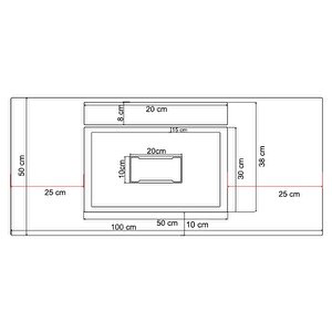 Flatstone 100x50 Antrasit Etajerli Granit Banyo Lavabosu