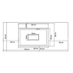 Flatstone 100x50 Siyah Etajerli Granit Banyo Lavabosu