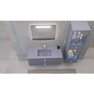 Flatstone 60x50 Beyaz Etajerli Granit Banyo Lavabosu