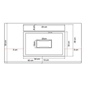 Flatstone 60x50 Beyaz Etajerli Granit Banyo Lavabosu