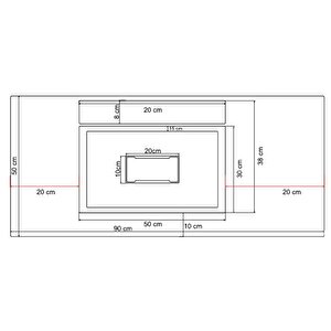 Flatstone 90x50 Antrasit Etajerli Granit Banyo Lavabosu