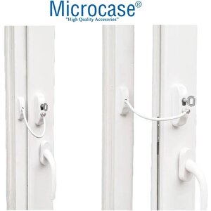Microcase Çelik Halatlı Anahtarlı Kablolu Pvc Kapı Pencere Emniyet Hırsız Çocuk Güvenlik Kilidi - Al5186 3 Adet
