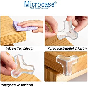 Microcase Bebekler Için Eşya Masa Köşe Koruyucu  Şeffaf Kendinden Yapışkanlı Silikon Köşe Koruma -al4544 4 Adet
