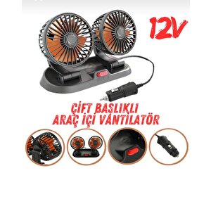 Araç Içi Vantilatör 360° Dönebilen Torpido Üstü Çift Başlıklı Vantilatör 12 V Uyumlu Soğutucu Fan