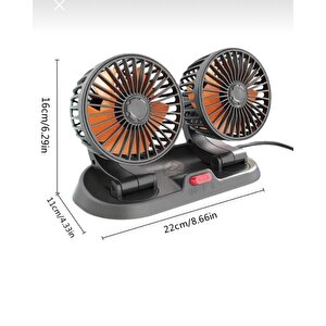 Araç Içi Vantilatör 360° Dönebilen Torpido Üstü Çift Başlıklı Vantilatör 12 V Uyumlu Soğutucu Fan