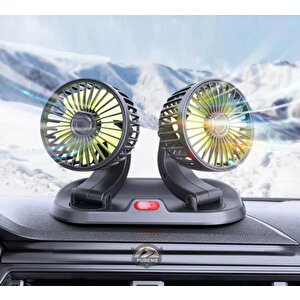 Araç Içi Vantilatör 360° Dönebilen Torpido Üstü Çift Başlıklı Vantilatör 12 V Uyumlu Soğutucu Fan
