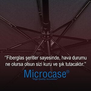 Microcase Unisex Tam Otomatik İçi Yaylı 8 Telli Rüzgar Korumalı Rüzgarda Kırılmayan Su Geçirmez Dayanıklı Şemsiye Al4662