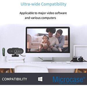 Microcase 1080p 360 Dönerli Mandal Kıskaçlı Full Hd Webcam Kamera Zr807 - Al5149
