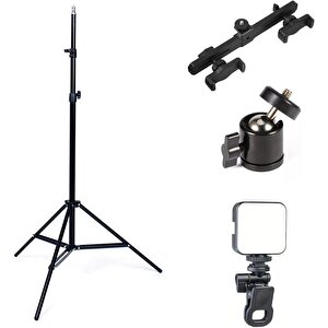 3in1 Set 2.1 Metre Tripod + 1/4 360 Dönen Başlık + Softbox Işık - Al5104