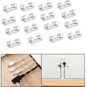 Yapışkanlı  Kablo Sabitleyici Düzenleyici Çok Amaçlı Kablo Toparlayıcı Klips Set-al4552 16 Adet