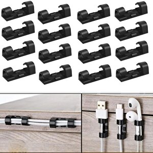 Yapışkanlı  Kablo Sabitleyici Düzenleyici Çok Amaçlı Kablo Toparlayıcı Klips Set-al4552 16 Adet