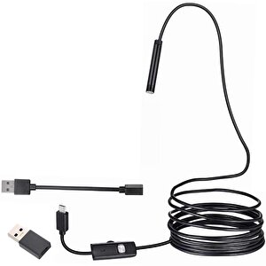 3in1 Micro Usb+type-c+usb A) Android Uyumlu 8 Mm Işikli 5 Metre Endoskop Yilan Kamera