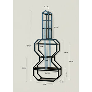 Siyah Mdf Gitar Ünite 6 Raflı Metal Gövdeli Çok Amaçlı Ev Ve Ofis Düzenleyici
