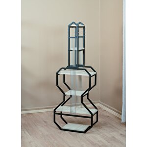 Traverten Gitar Ünite 6 Raflı Metal Gövdeli Çok Amaçlı Ev Ve Ofis Düzenleyici