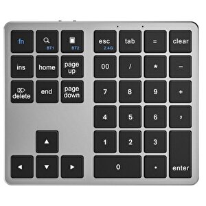 Mini Gri̇ Bluetooth Kablosuz 35 Tuş Klavye Geni̇şletme Sayi Bloğu