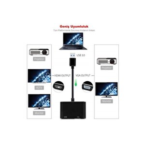 Usb 3.0 To Hdmi Vga 1080p Monitör Genişletici Çevirici Dönüştürücü Adaptör