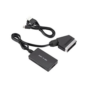 Scart To Hdmi 1080p Av Video Çevirici Dönüştürücü Adaptör ' Siyah