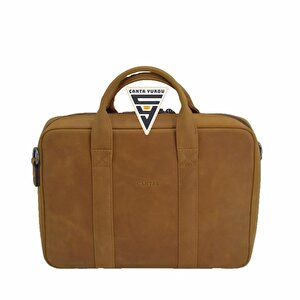 Hakiki Deri Evrak Ve Laptop Organizer Çanta 13 İnç Taba