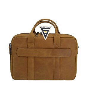 Hakiki Deri Evrak Ve Laptop Organizer Çanta 13 İnç Taba
