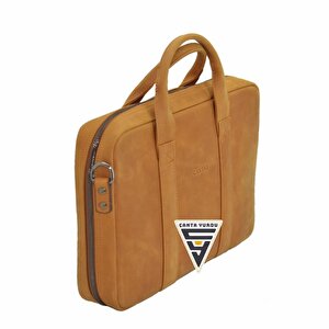 Hakiki Deri Evrak Ve Laptop Organizer Çanta 13 İnç Taba
