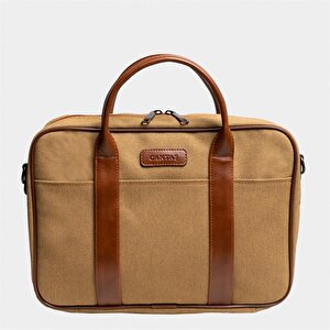 Retro Kanvas 40x29 Evrak Ve Laptop Çantası 15 İnç Camel