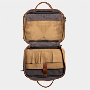 Retro Kanvas 40x29 Evrak Ve Laptop Çantası 15 İnç Camel